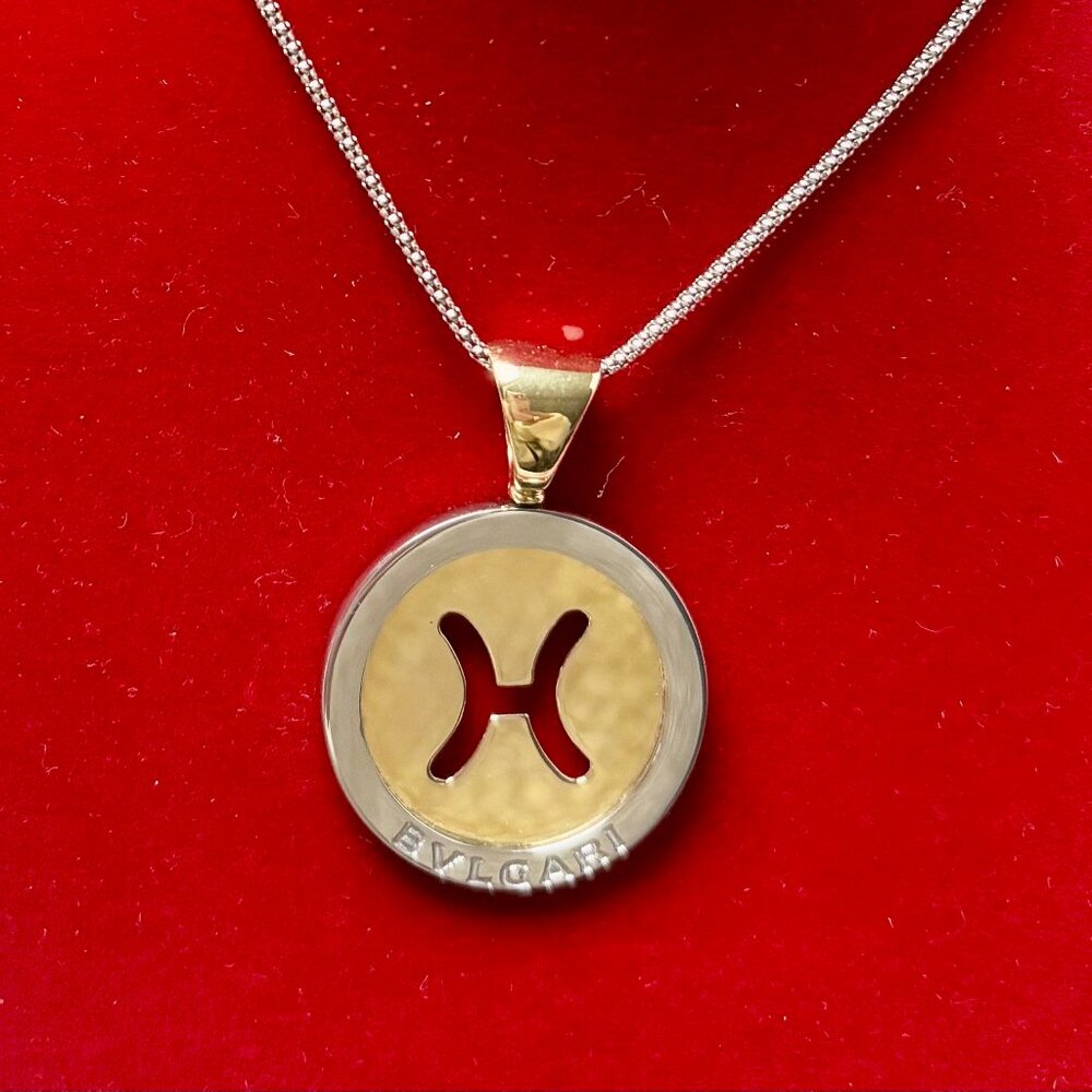 Bulgari Bvlgari 18k yellow gold and steel Tondo  Pisces Zodiac Unisex pendant